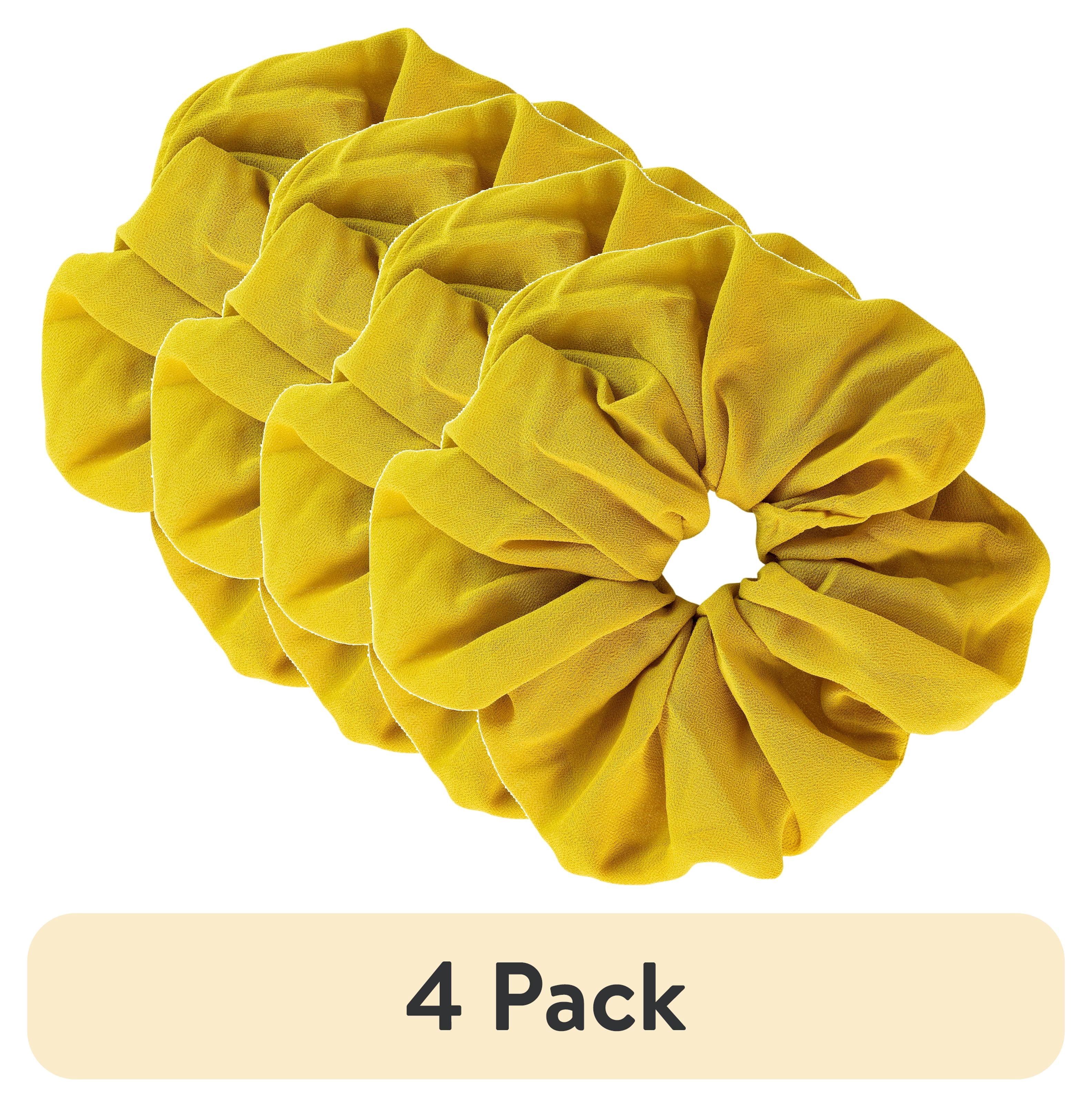 (4 pack) by Scunci The Original Scrunchie in Jumbo Size Perfect for All Hair Types in Chiffon-like Golden Fabric, 1ct