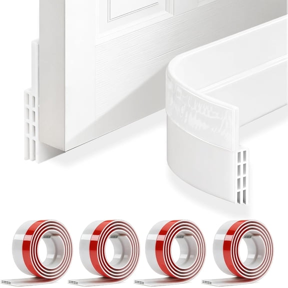 4-pack door bottom wind deflector, door bottom sweeper, for filling door gaps, door bottom sealing strip windproof sound insulation block cold air (2 inches wide 39 inches long, white)