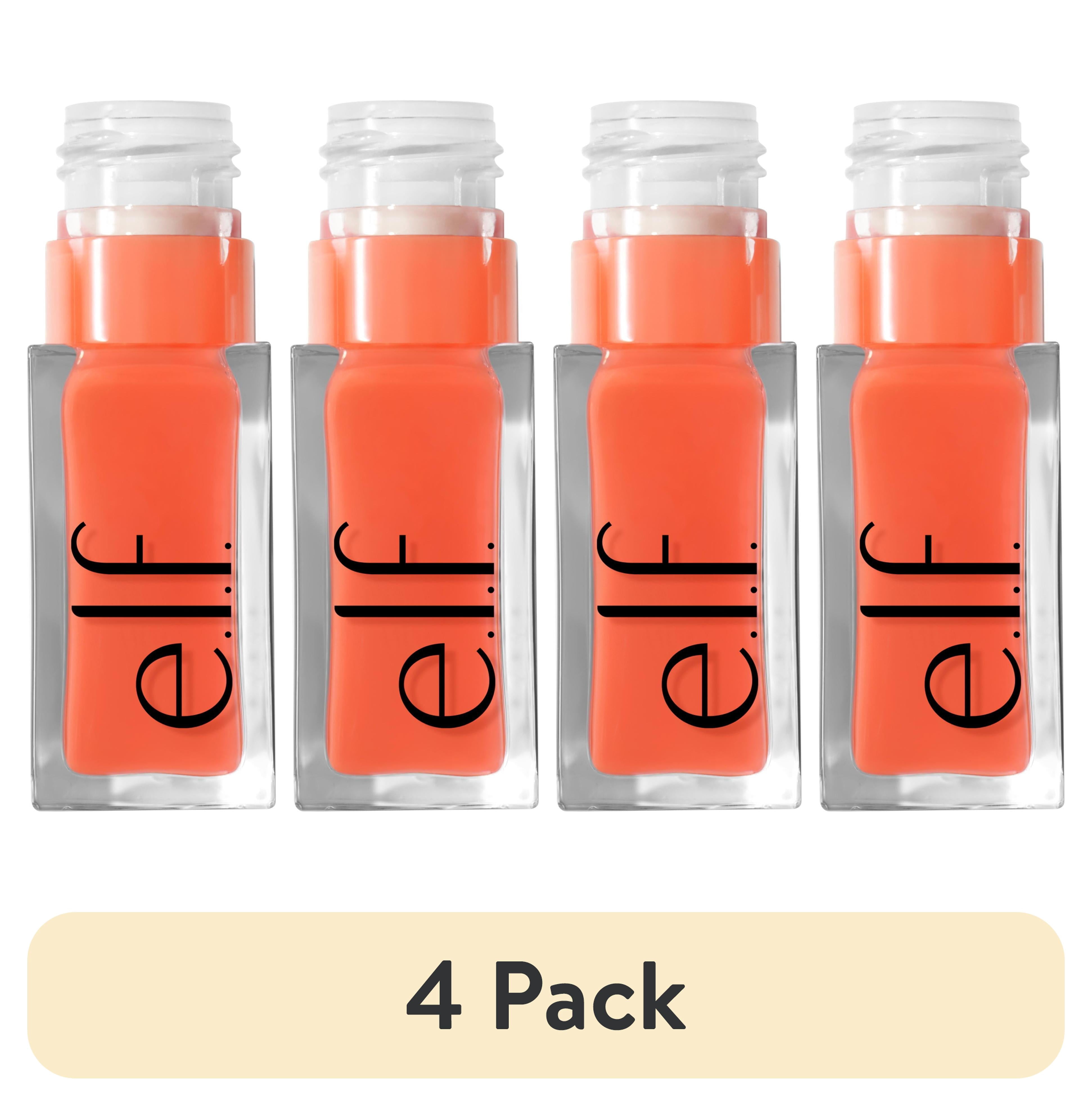 (4 pack) e.l.f. Glow Reviver Lip Oil, Coral Fixation, 0.25 fl. oz.