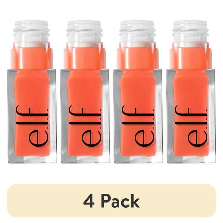4 pack) e.l.f. Glow Reviver Lip Oil, Coral Fixation, 0.25 fl. oz