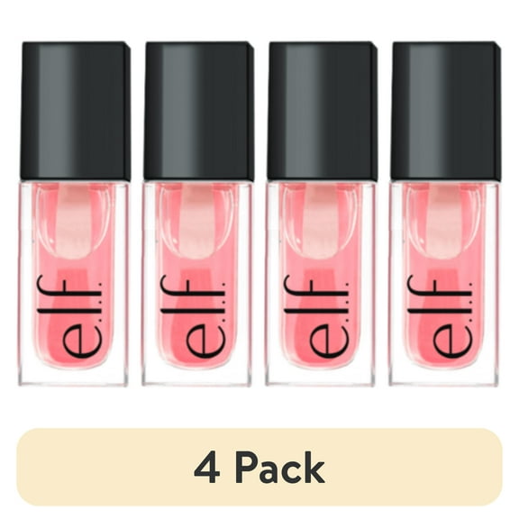 (4 pack) e.l.f. Glow Reviver Lip Oil, Pink Quartz, 0.25 fl. oz.