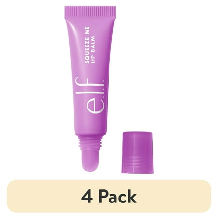 (4 pack) e.l.f. Squeeze Me Lip Balm, Grape, 0.21oz