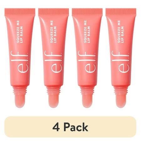 (4 pack) e.l.f. Squeeze Me Lip Balm, Strawberry, 0.21oz