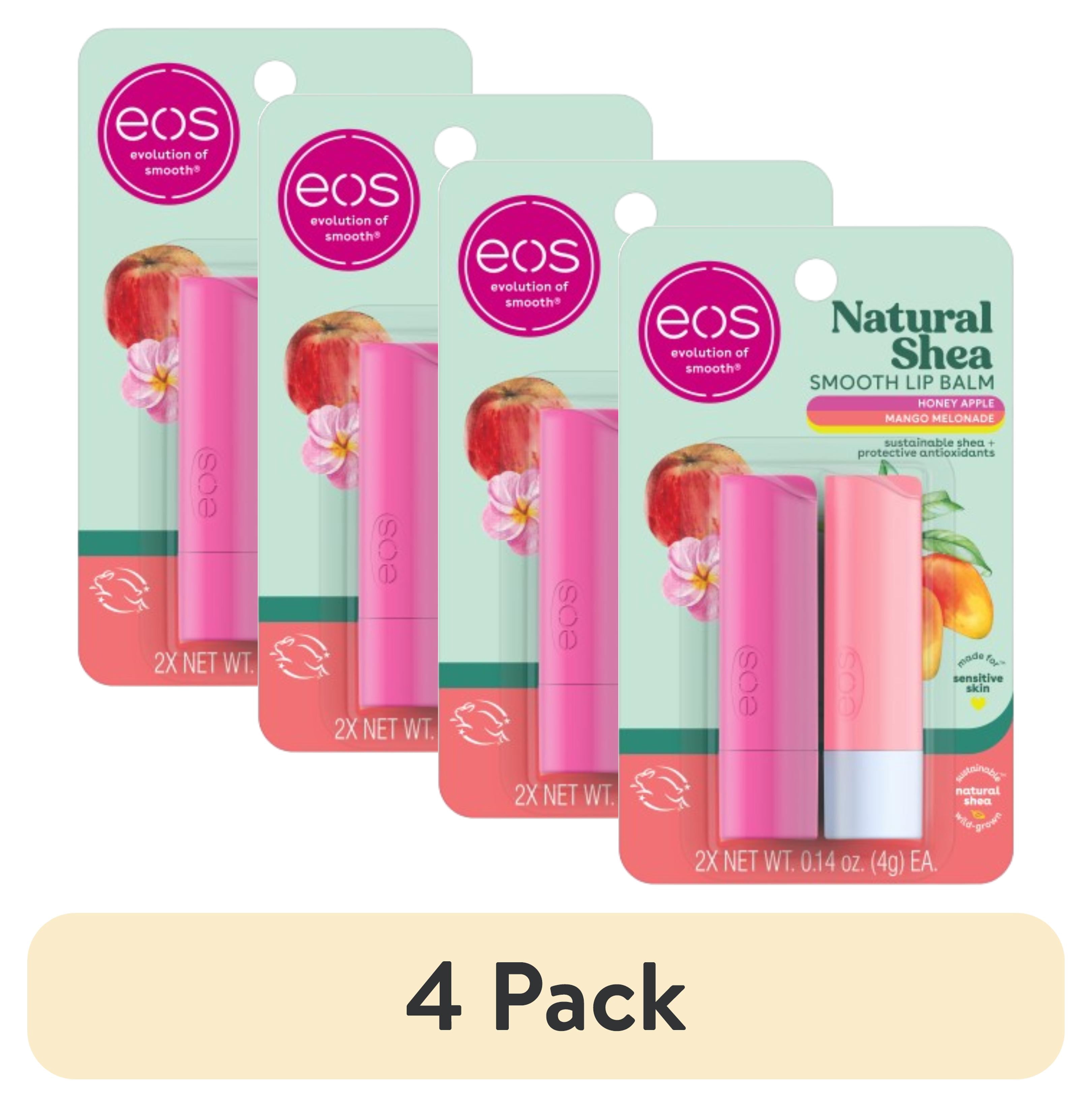 (4 pack) eos Natural Shea Smooth Lip Balm - Honey Apple & Mango Melonade, 0.14 oz, 2-pack