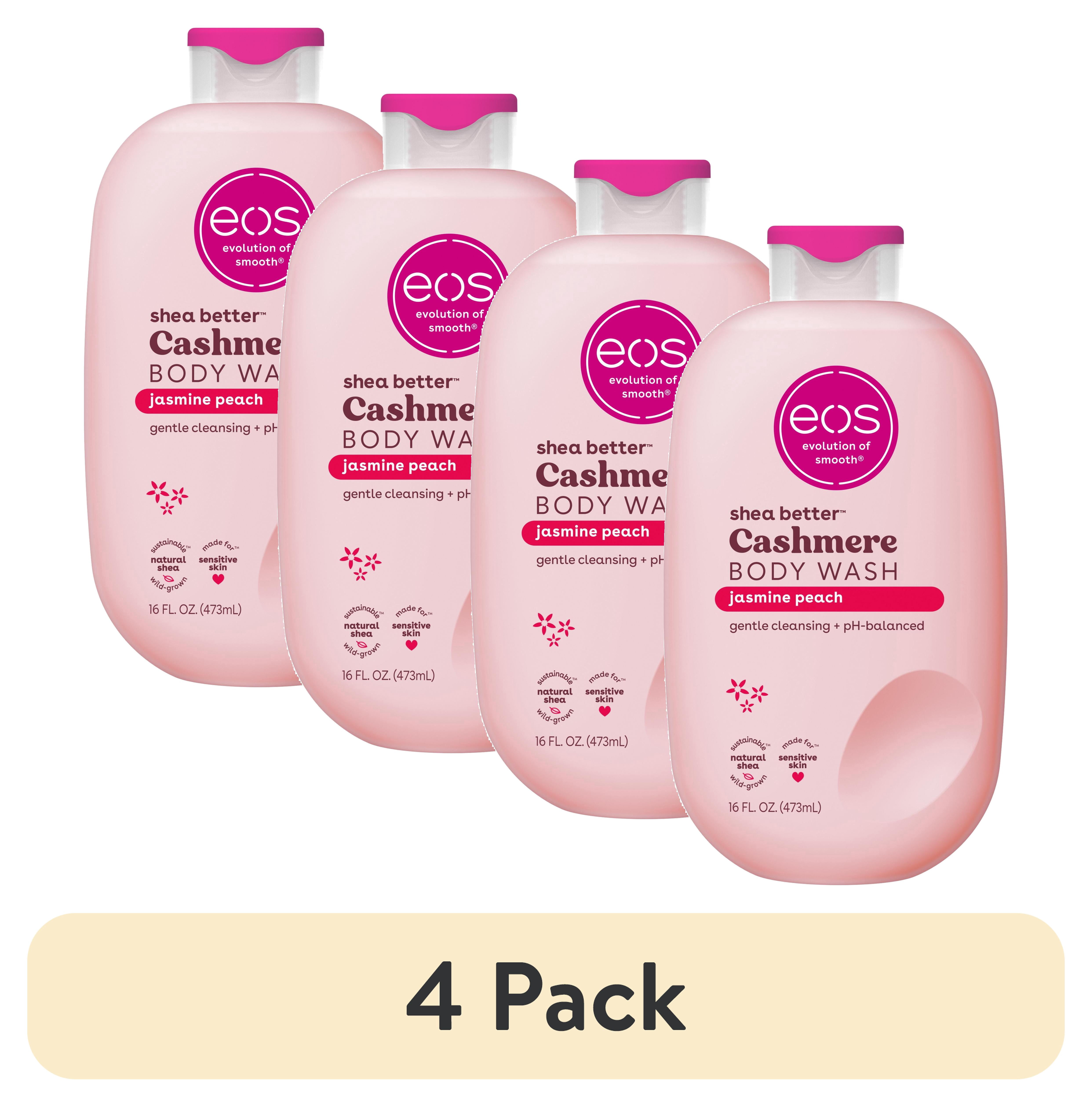 (4 pack) eos Jasmine Peach Body Wash, Sweet Peach Scented Hydrating Body Wash Gel-Cream, 16 fl oz