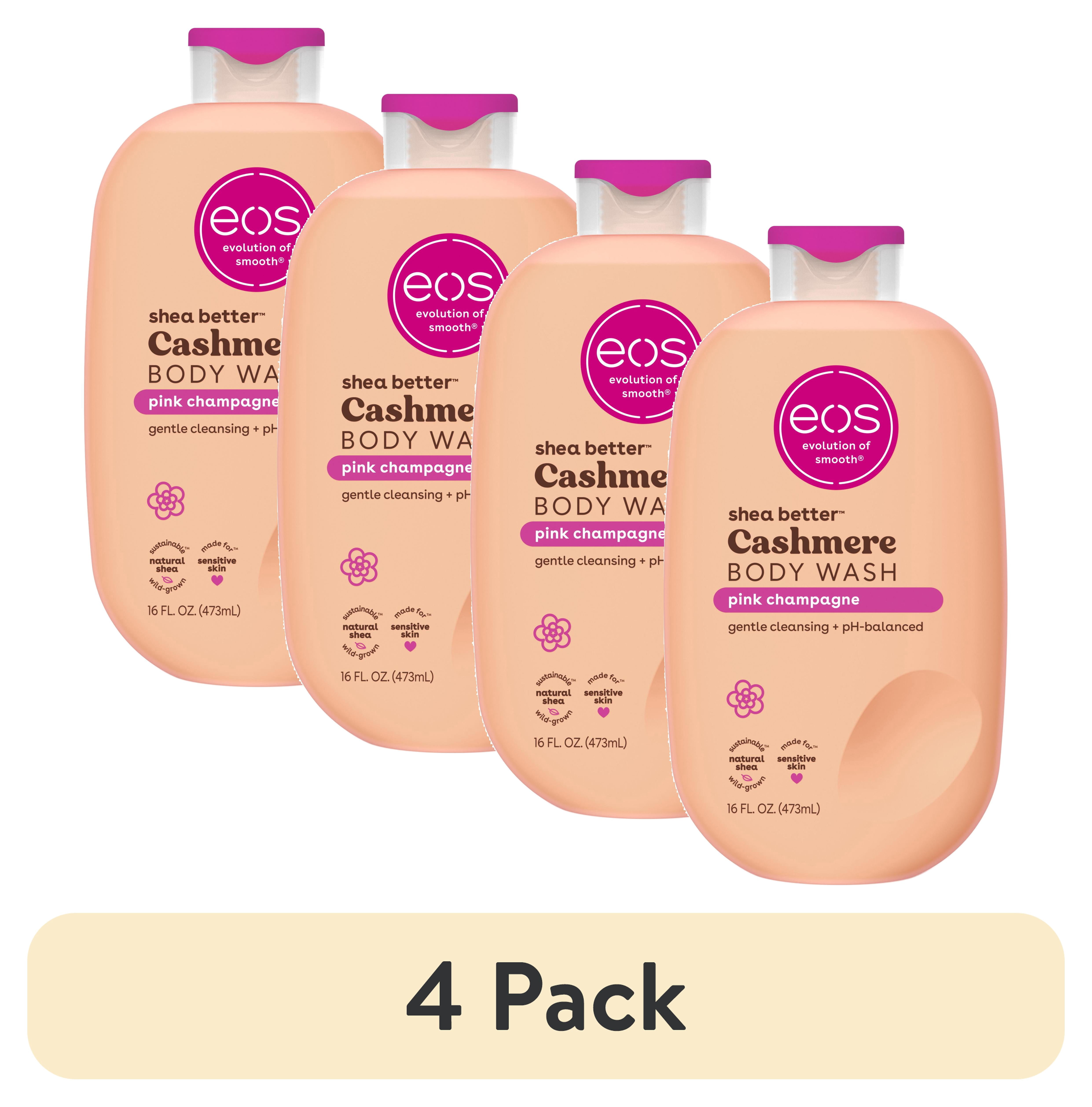 (4 pack) eos Shea Better Cashmere Body Wash, Pink Champagne, Creamy Gel Formula, 16 fl oz.