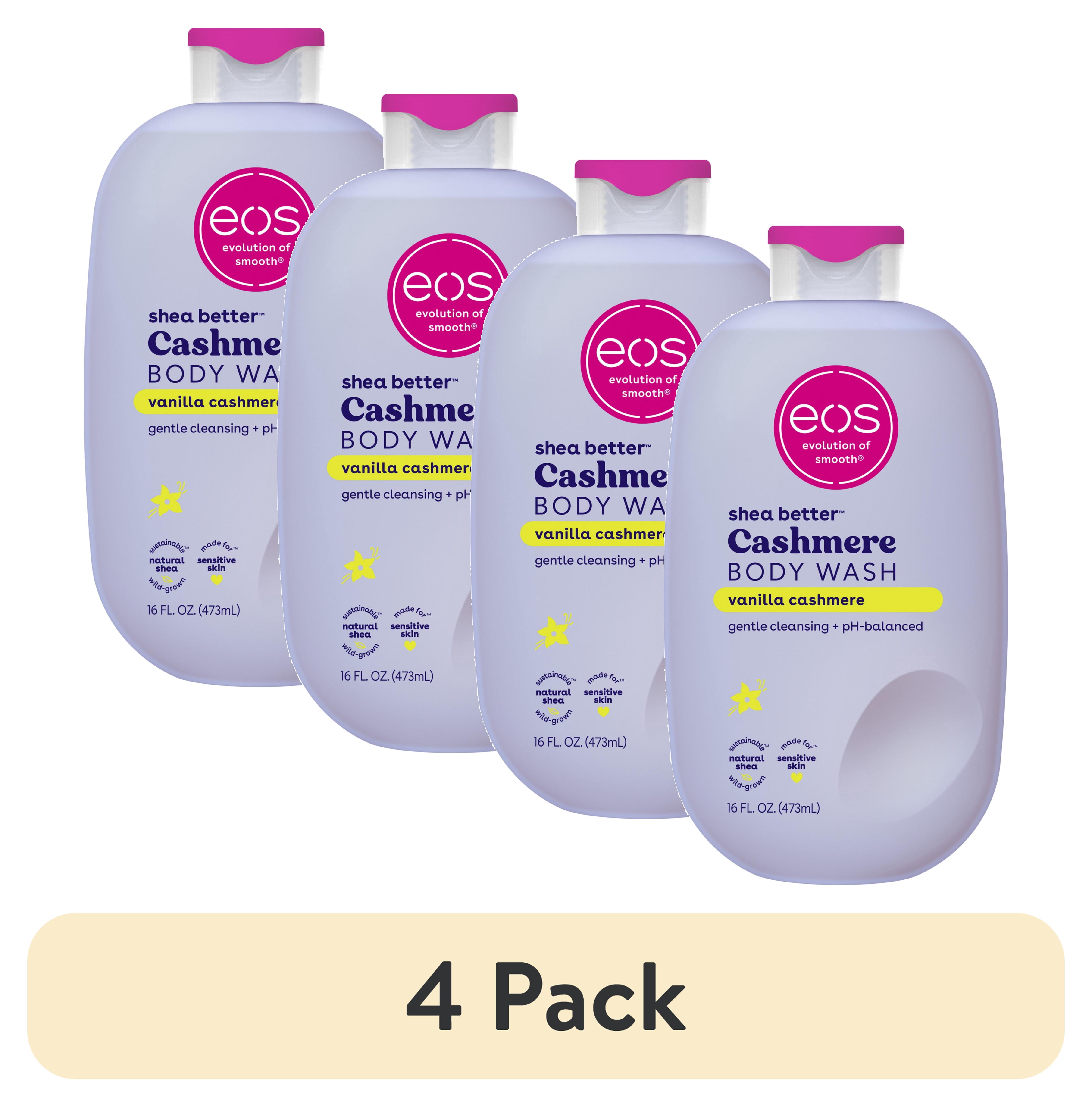 (4 pack) eos Shea Better Vanilla Cashmere Body Wash - Vanilla Cashmere, Creamy Gel Formula, Hyrdration for Dry Skin, 16 fl oz