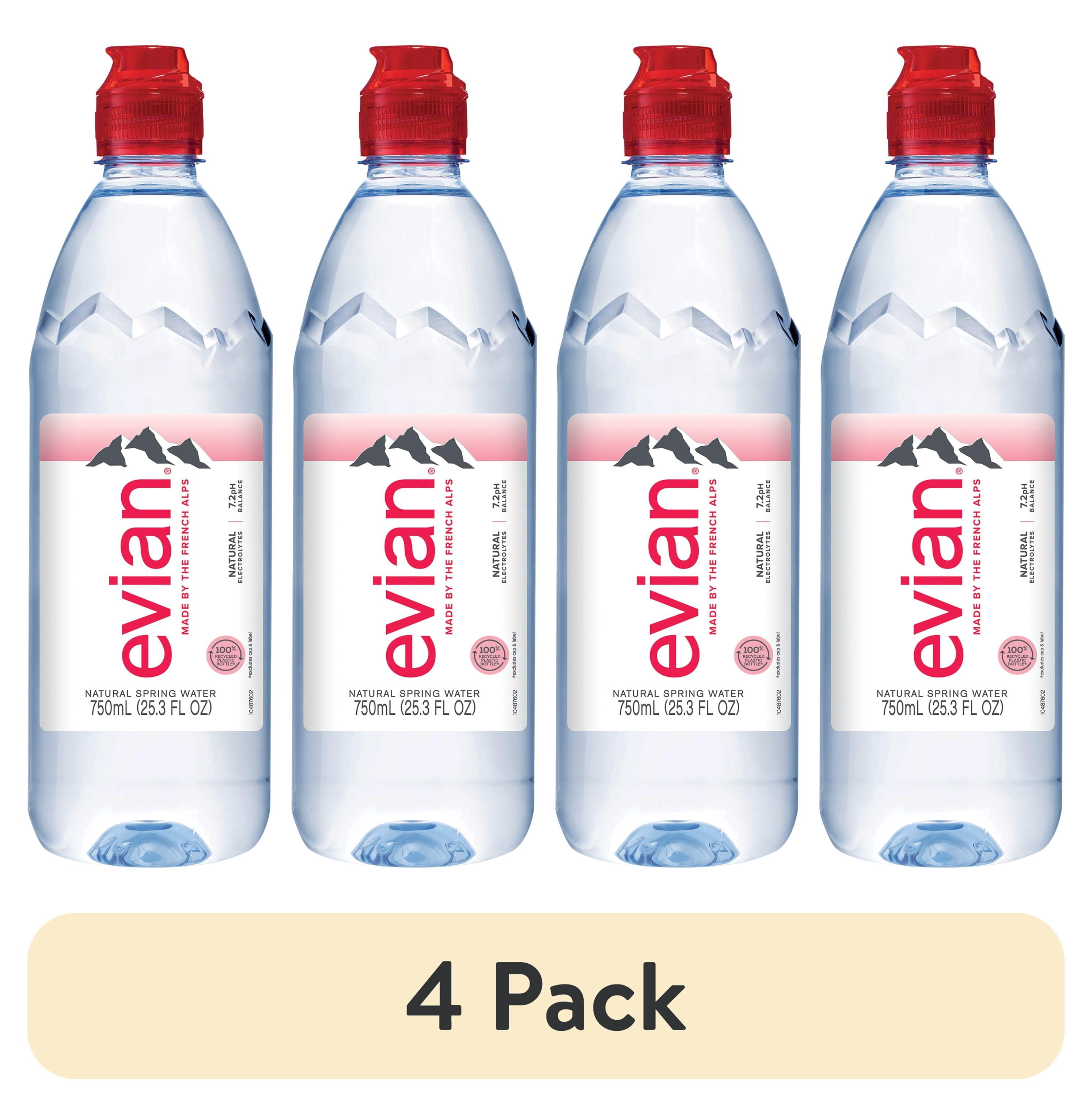 (4 pack) evian Natural Spring Drinking Water, 25.36 fl oz, Bottle