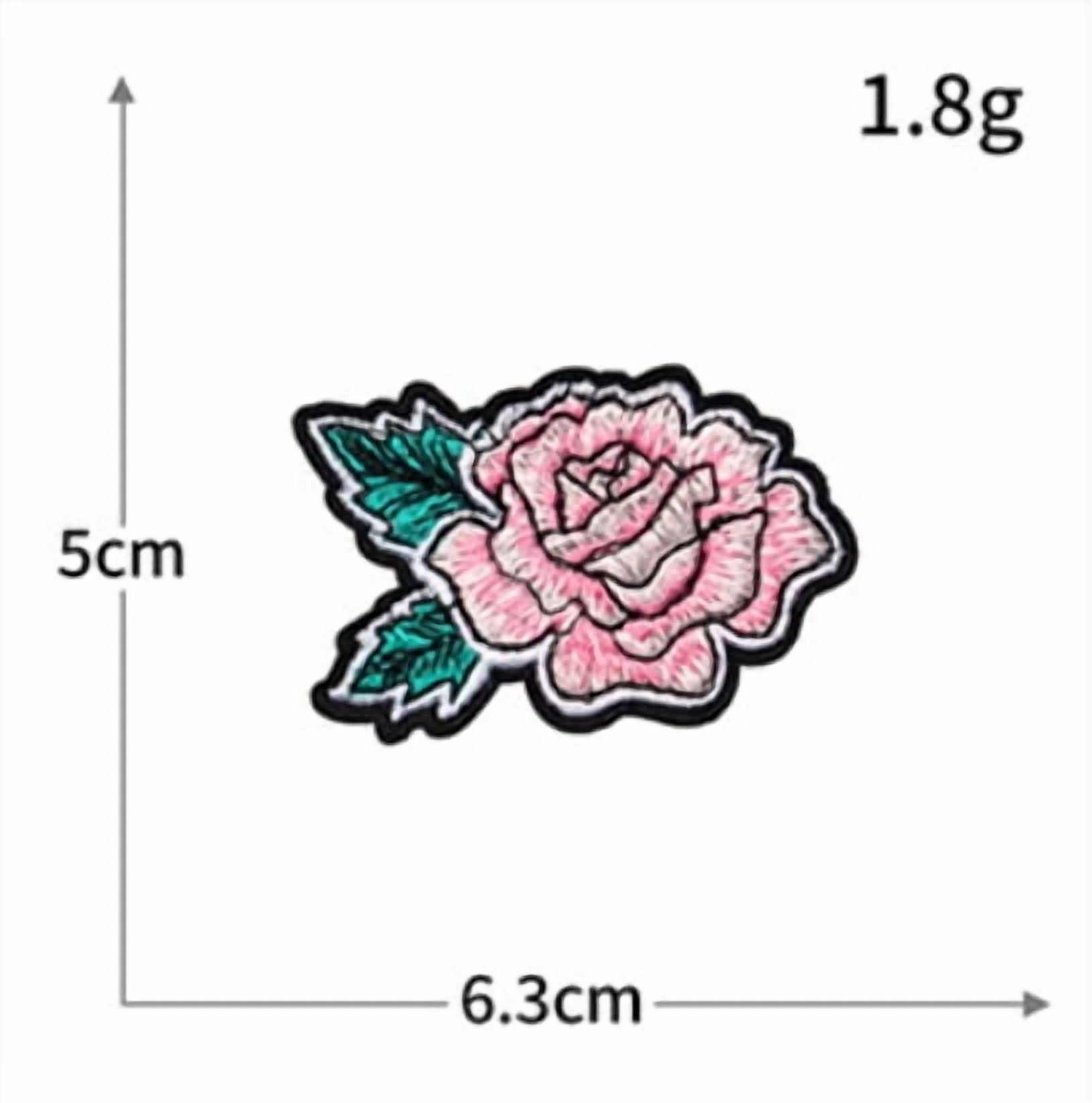 4 pack flower embroidery pink Valentine's Day rose embroidery cloth patch computer adhesive backing diy patch patch clothing decoration patch