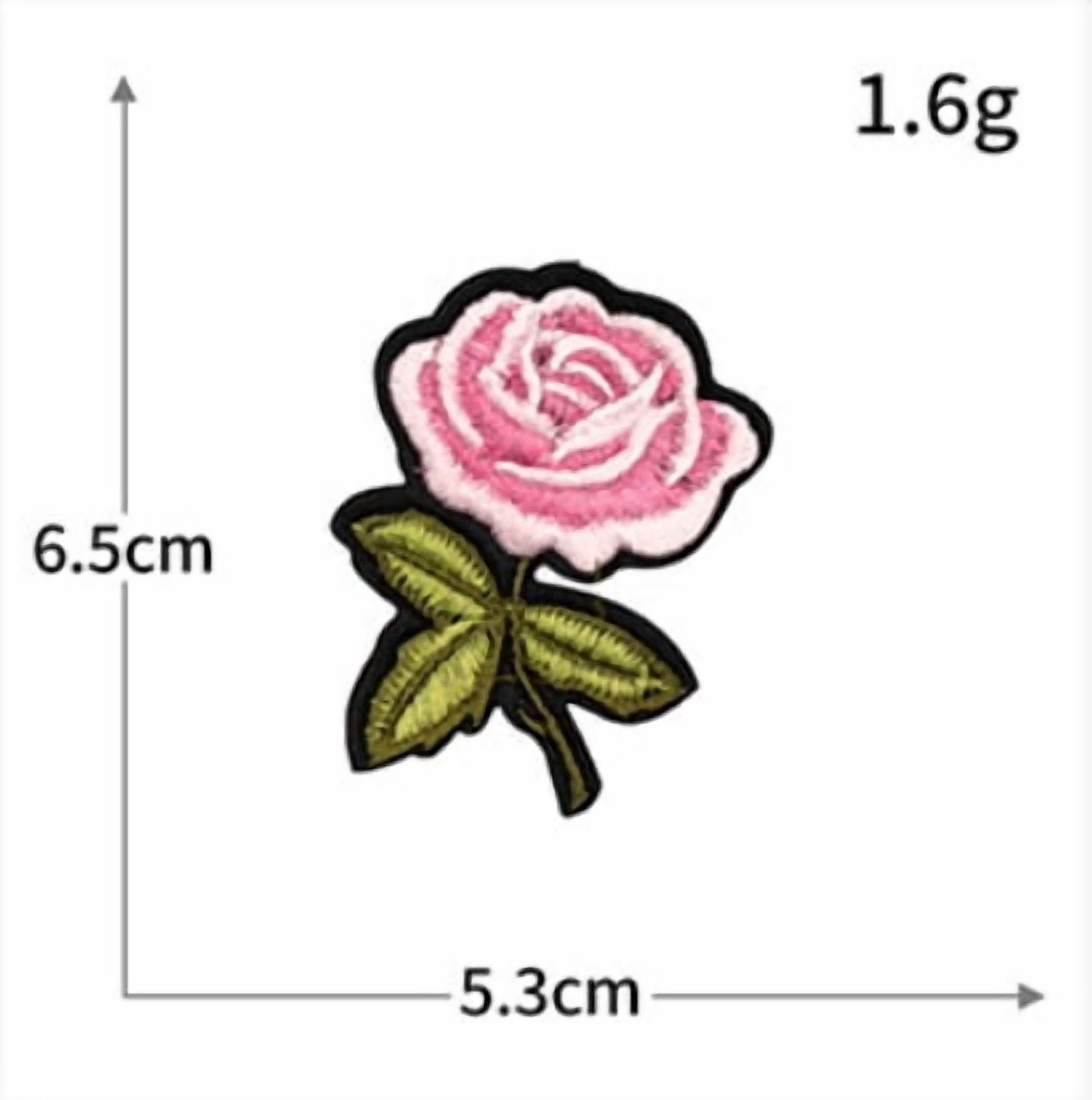 4 pack flower embroidery pink Valentine's Day rose embroidery cloth patch computer adhesive backing diy patch patch clothing decoration patch