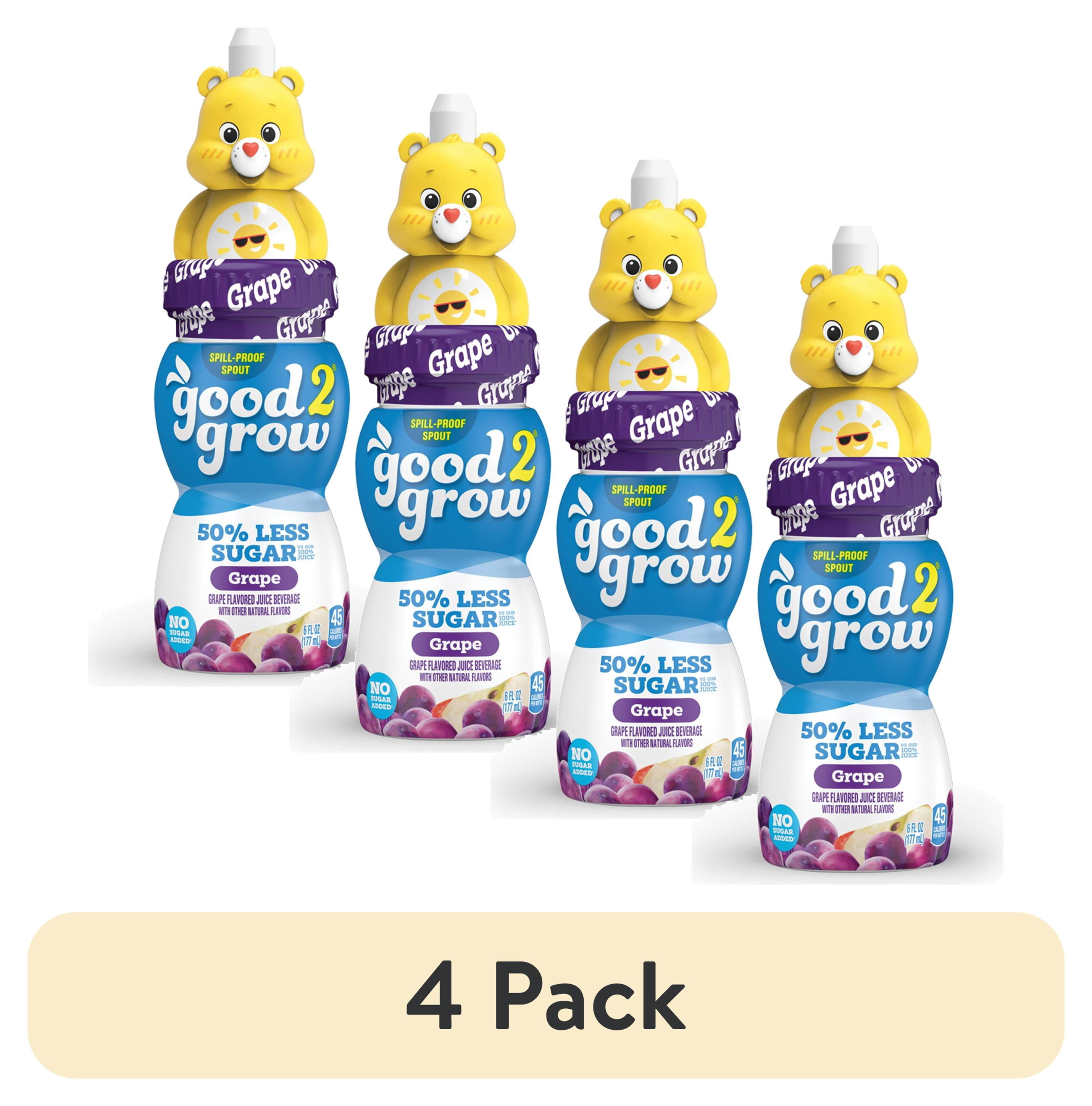 (4 pack) good2grow 6oz 50% Less Sugar Grape Juice Single Serve (Character Tops Vary)