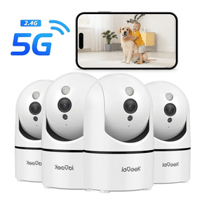 (4 pack) ieGeek 2.5K 5G/2.4GHz WiFi Pet Dog Camera with Phone App, Indoor Security Camera with 360° Ptz , IR Night Vision, Motion Detection, Two-Way Audio, Compatible with Alexa