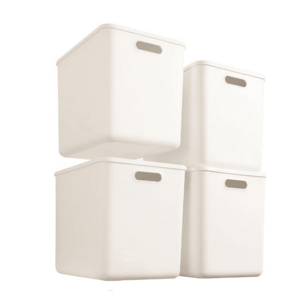4 pack large plastic White storage bins Baskets, Toy Box Chest with Lids and HandleOrganizer Containers for BabyKids,snacks,NurseryShelvesPlayroom, BedroomOffice,Closethome