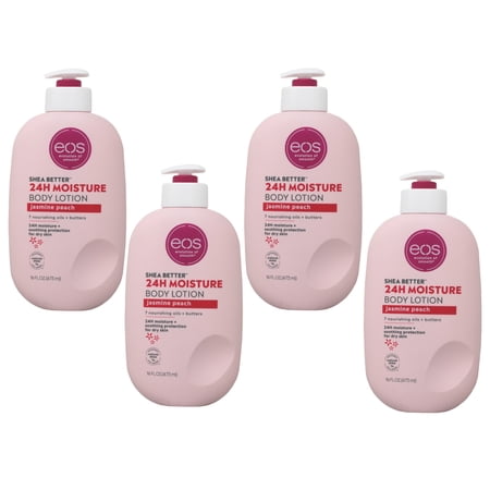 4 pack of EOS Shea Better Body Lotion, Jasmine Peach 16 Ounce