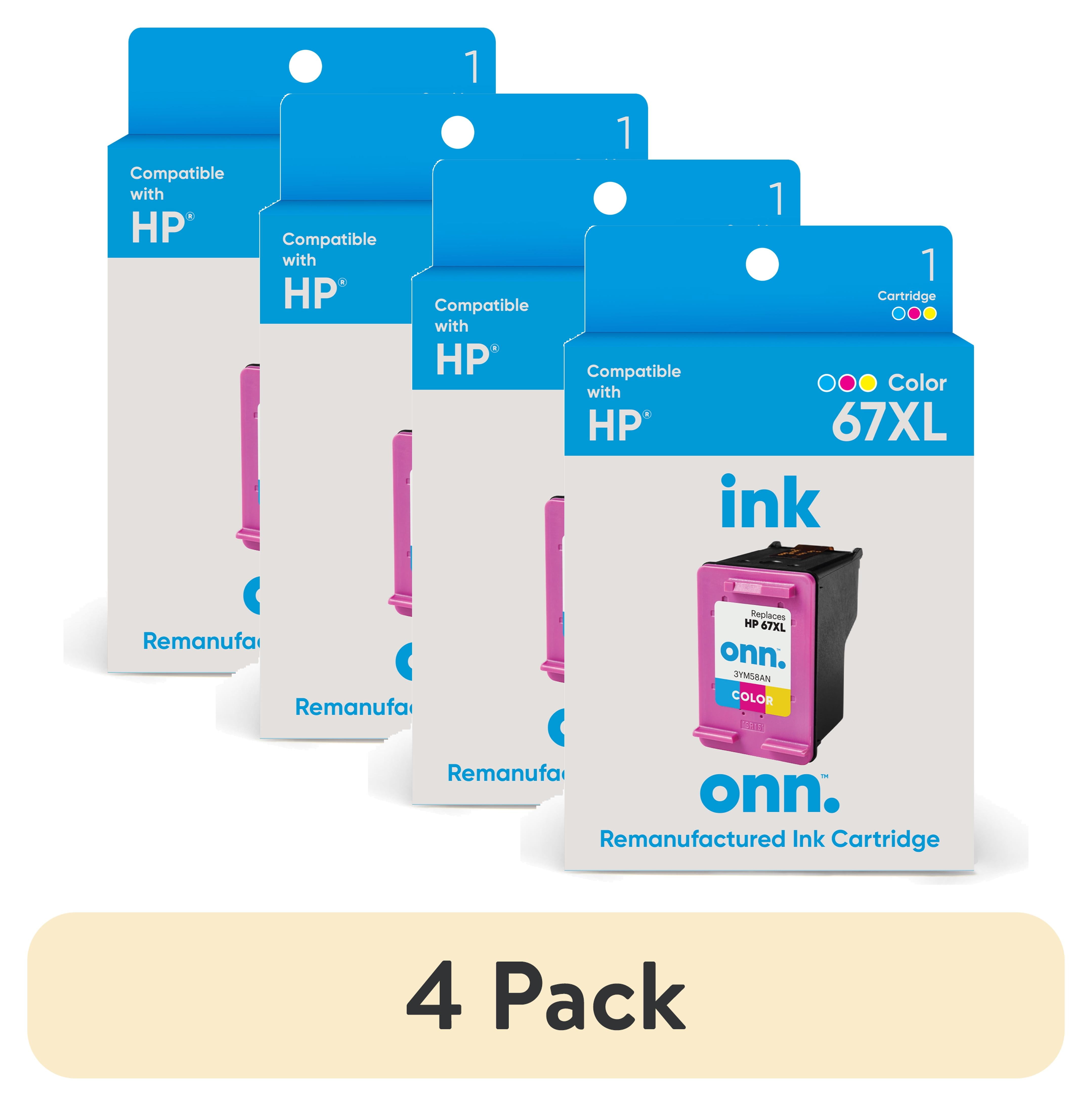 4 pack) onn. 67XL HP High Yield Remanufactured Ink Cartridge, Tri