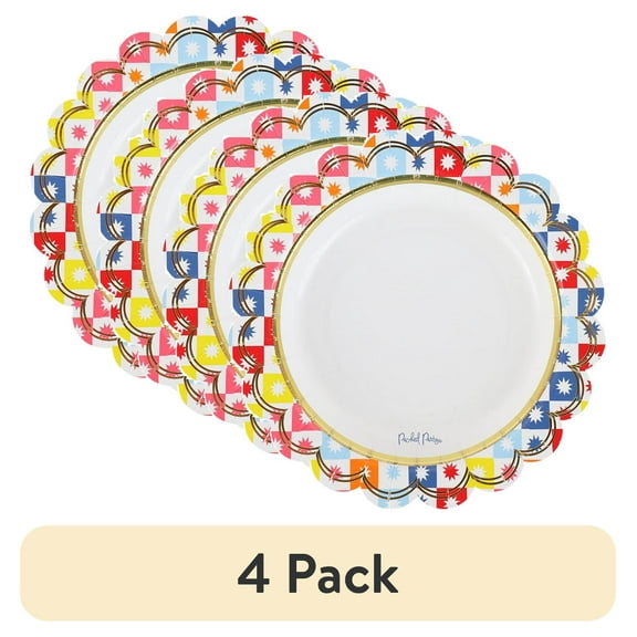 (4 pack) packed party "check it out" multicolor 7" dessert plates, 10 ct