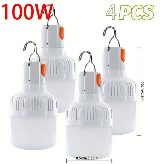 4-pack rechargeable USB LED light bulbs, emergency portable lighting for stage lighting, built-in battery USB charging, suitable for car, bedroom, kindergarten, bathroom and outdoor use