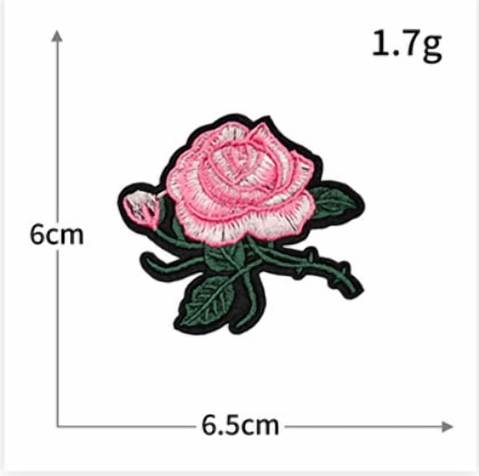 4 pack rose flower embroidery embroidery cloth patch computer pink Valentine's Day adhesive DIY patch patch clothing decoration patch