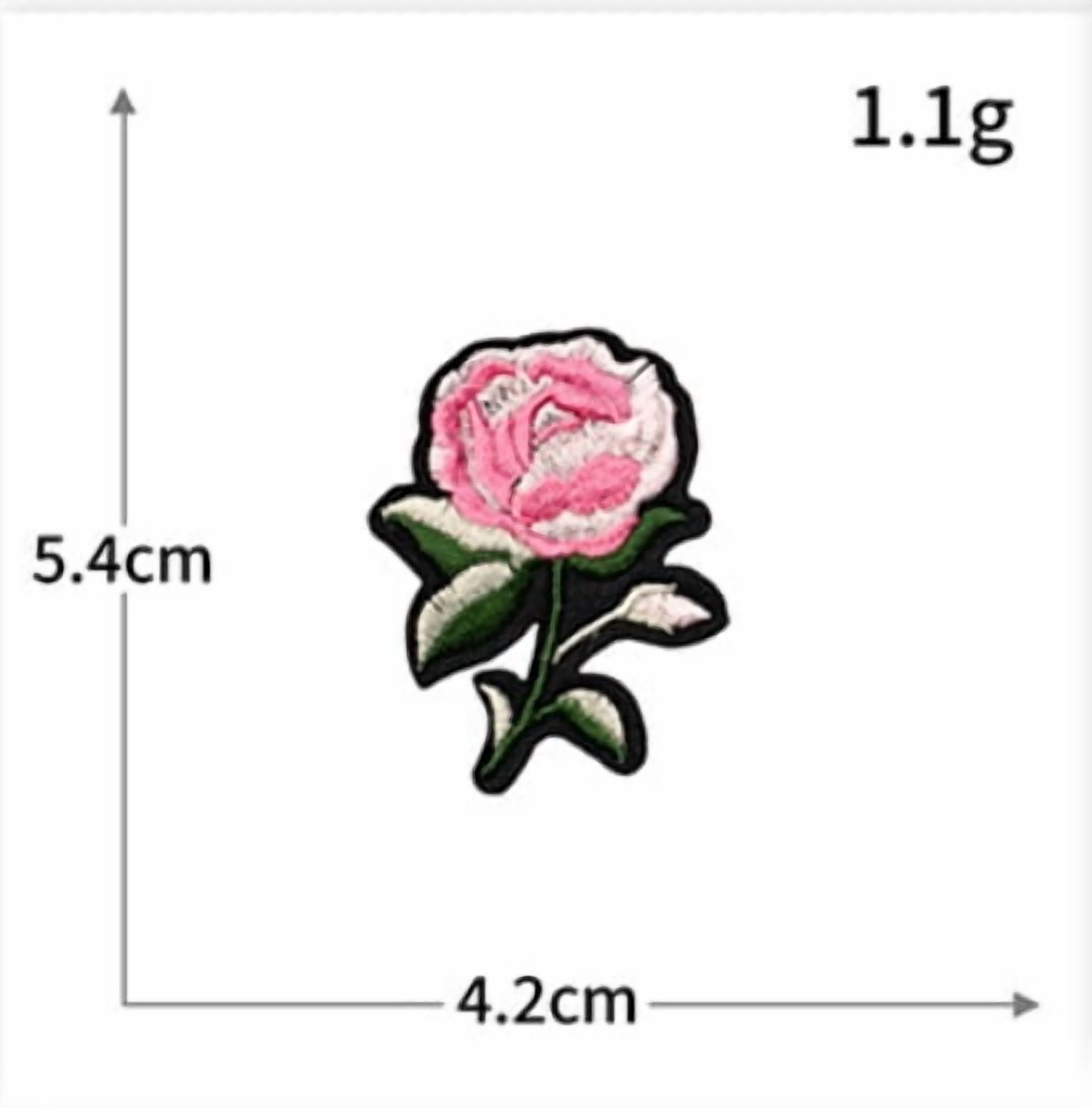4 pack rose flower embroidery embroidery cloth patch computer pink Valentine's Day adhesive DIY patch patch clothing decoration patch
