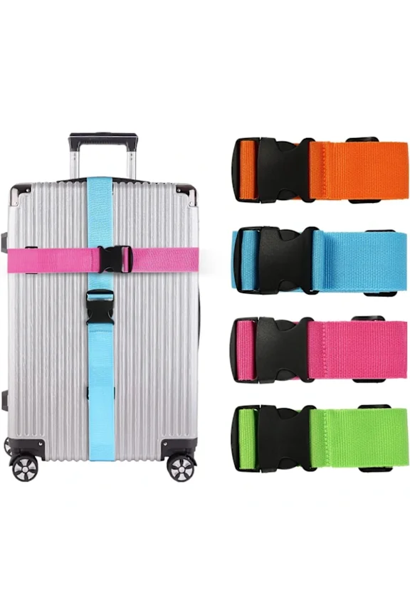 4-pack suitcase straps for suitcase, adjustable travel packing Sec