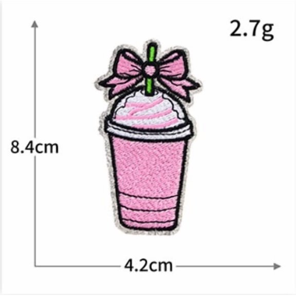 4 pack summer drink trend pattern goblet embroidery cloth patch computer embroidery patch clothing patch