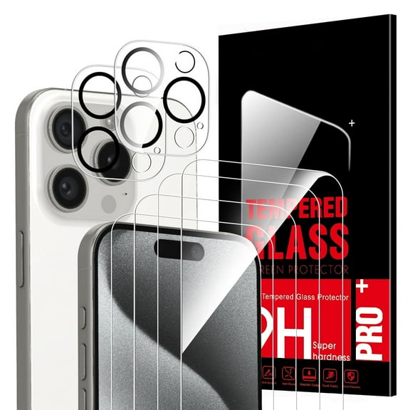 4-pack tempered glass screen protector for iPhone 16 Pro with 2 camera lens protectors, 9H hardness, drop-proof, scratch-resistant, anti-fingerprint, smooth feel,oleophobic,anti-fingerprint