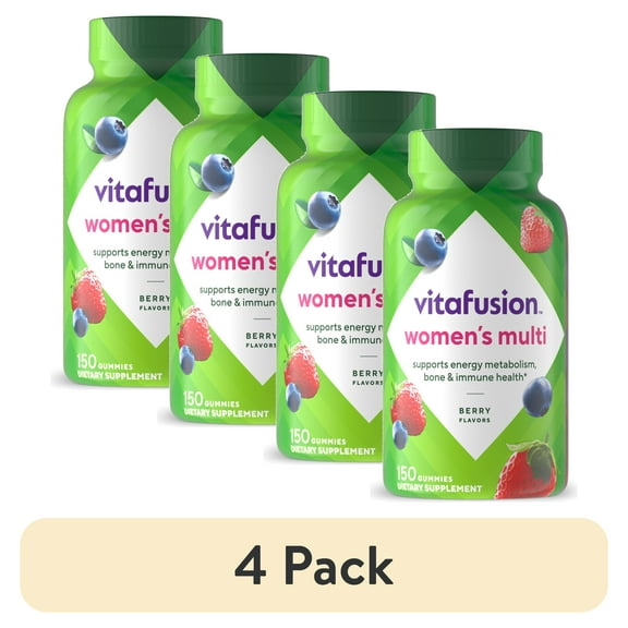 (4 pack) vitafusion Womens Multivitamin Gummies, Daily Vitamins for Women, Berry Flavored, 150 Count