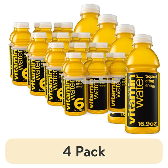 (4 pack) vitaminwater Energy Tropical Citrus Flavored Water Beverage, 16.9 fl oz, 6 Pack Bottles