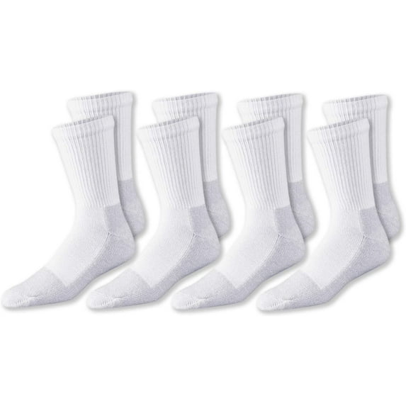 4 pack white crew running socks for men
