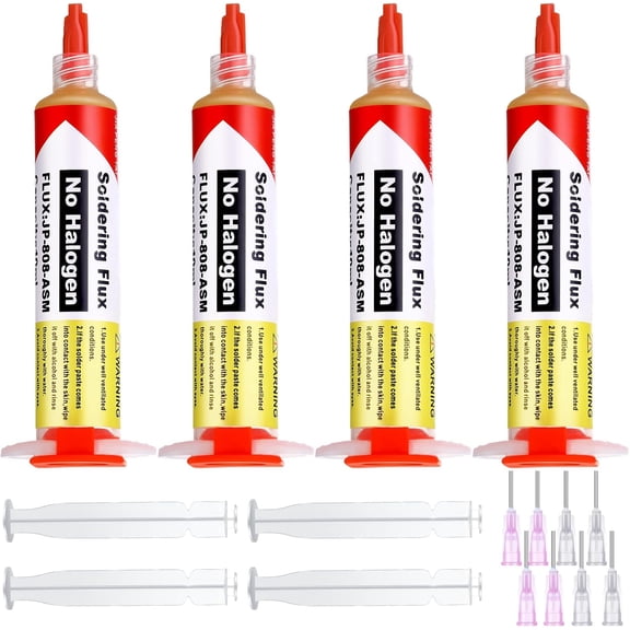4 packs of 108341 no residue soldering flux, 10 soldering flux syringes for electronic soldering, rosin paste for electronic desoldering repair circuit boards electrical components