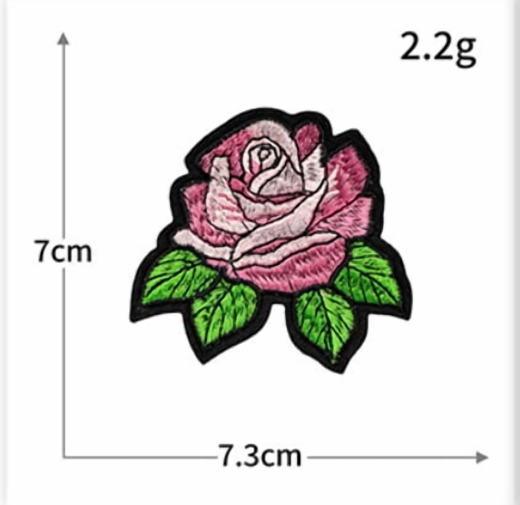 4 packs of embroidered cloth patches for computer pink Valentine's Day rose flowers embroidered adhesive backing DIY patches for clothes decoration patches