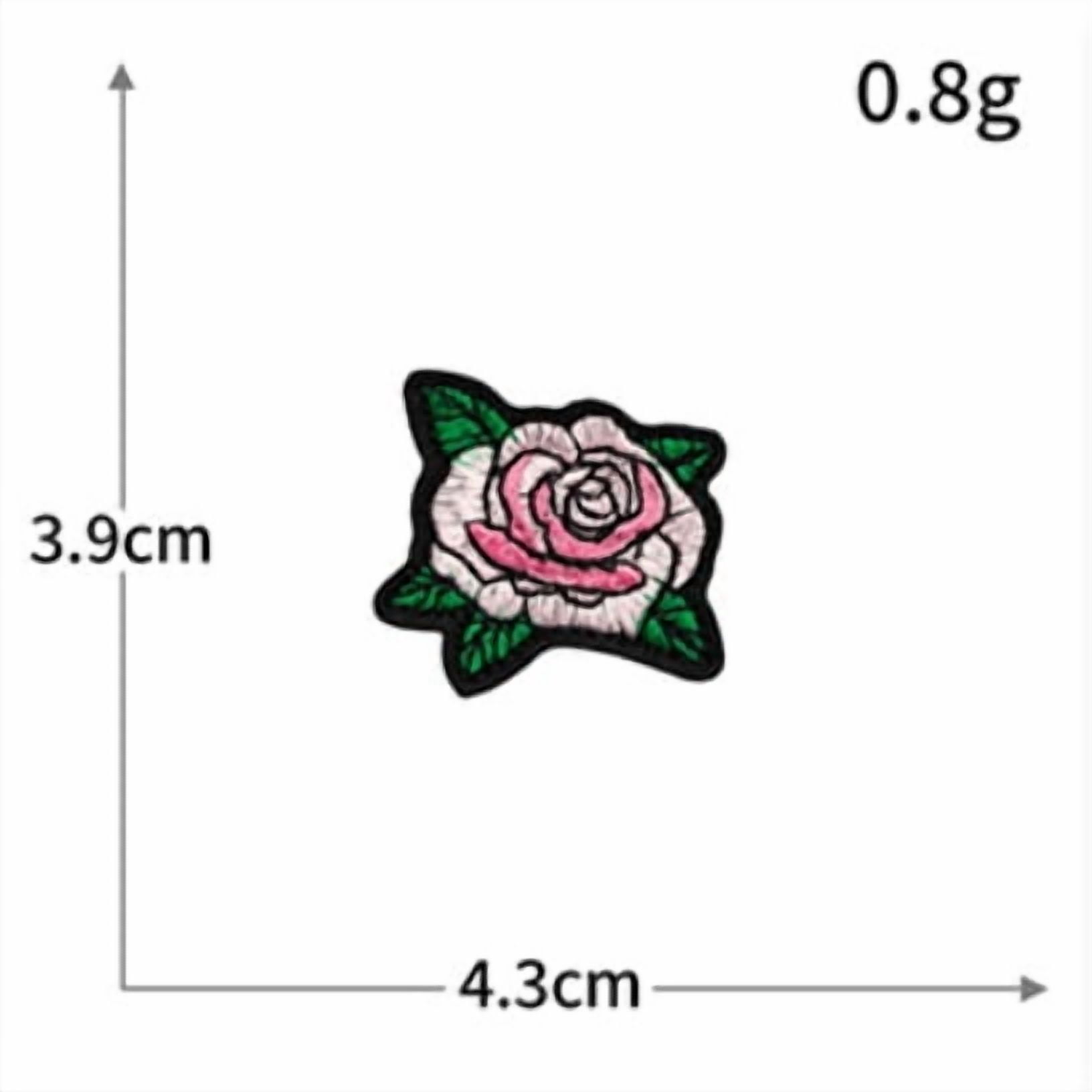 4 Packs of Pink Flower Embroidered Patches - Self-Adhesive DIY Decor for Clothing and Accessories