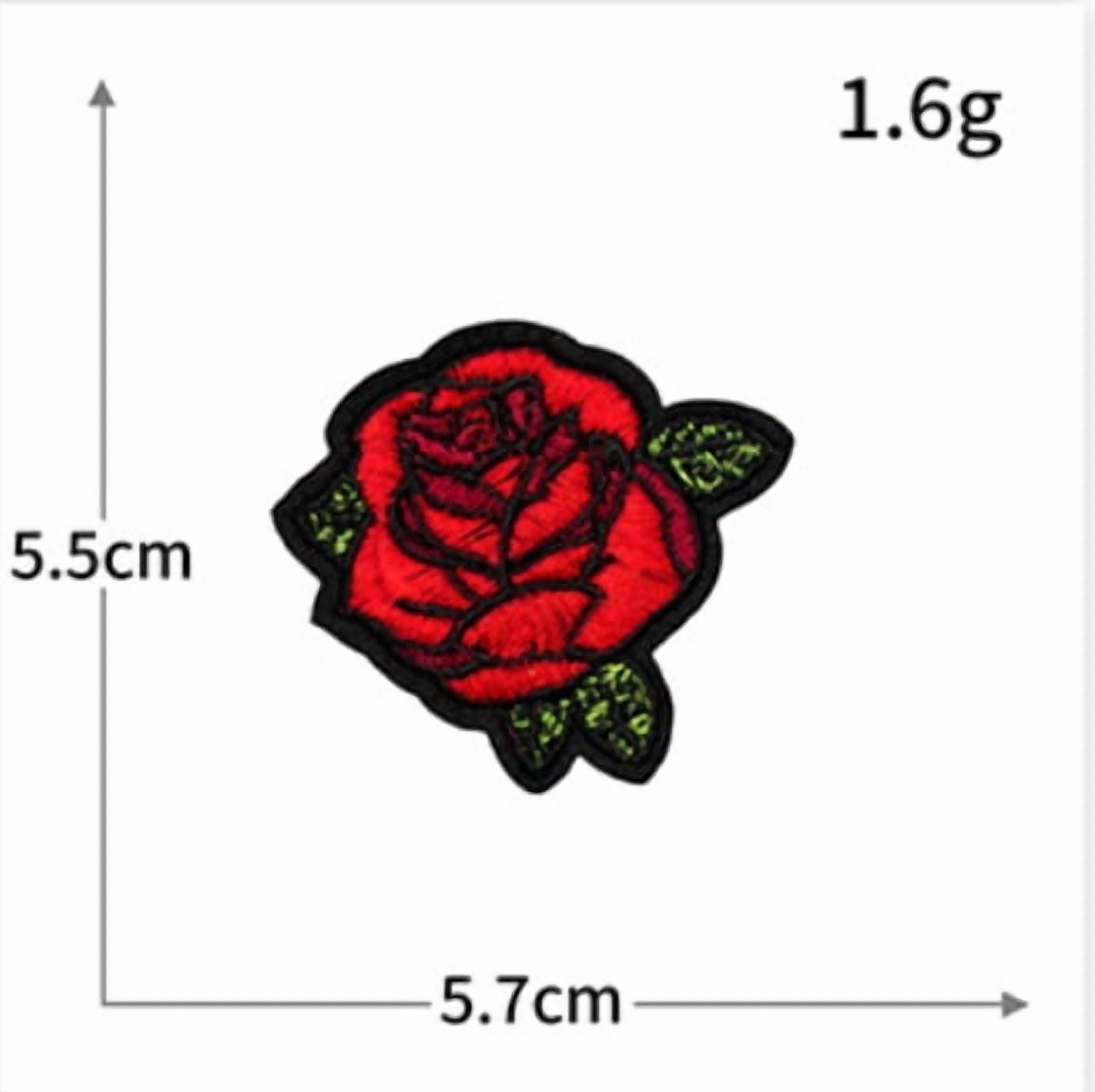 4 packs of embroidered cloth patch repair decorative patch DIY handmade rose flower computer embroidered patch
