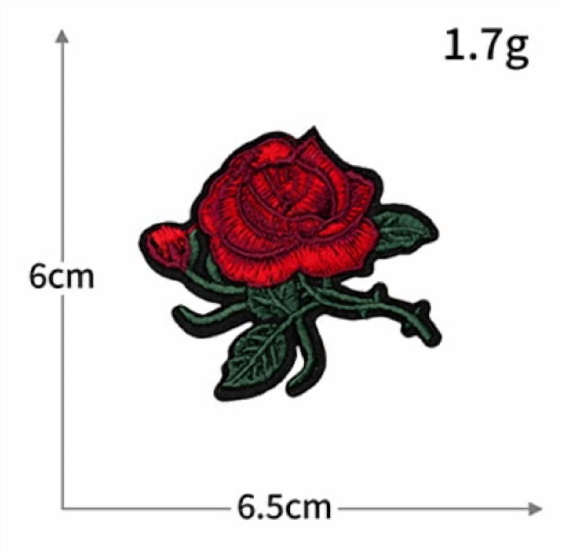 4 packs of embroidered cloth patch repair decorative patch DIY handmade rose flower computer embroidered patch