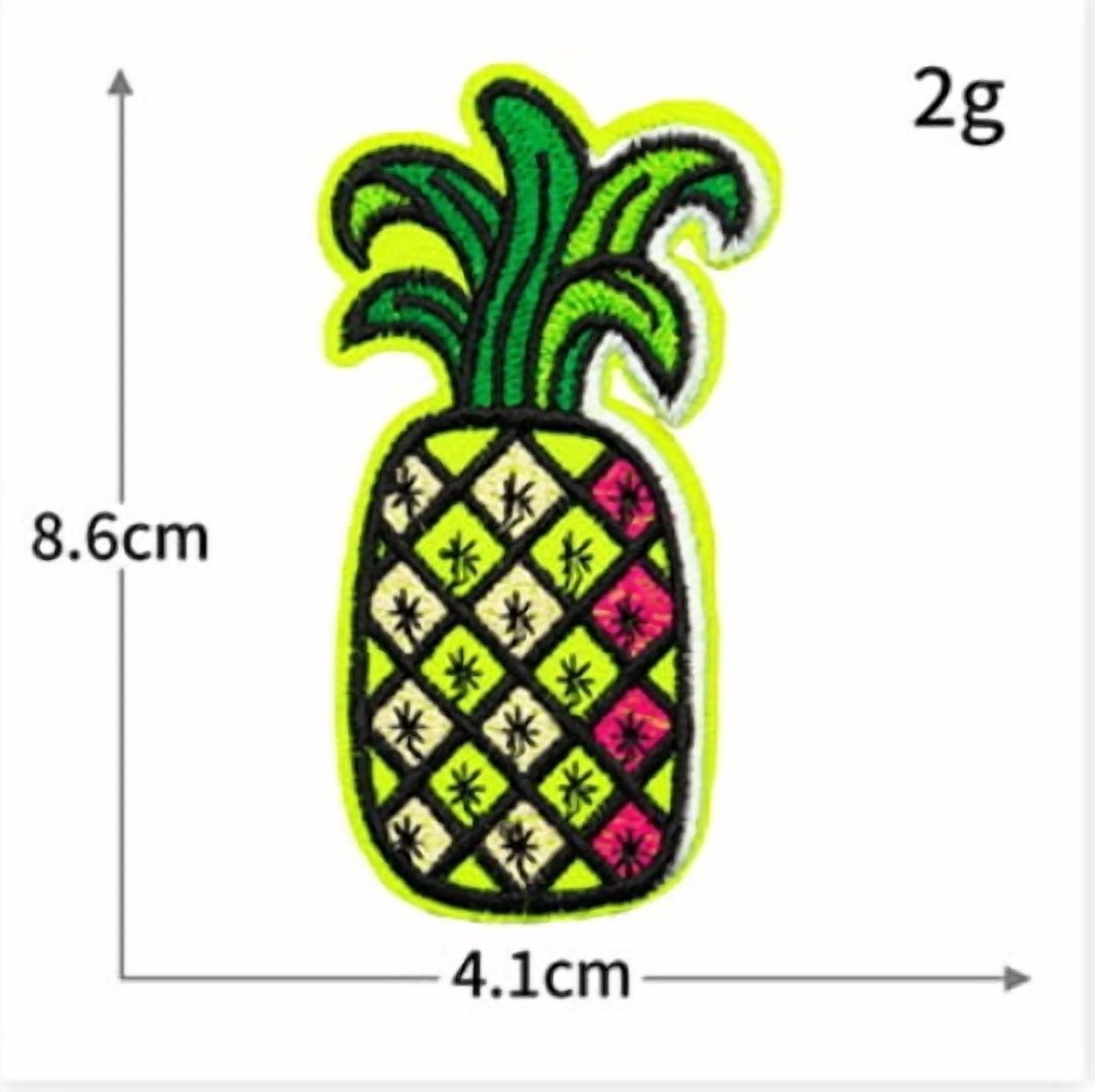 4 packs of embroidered cloth patches computer cartoon pineapple banana fruit series embroidered clothing accessories badges cloth labels