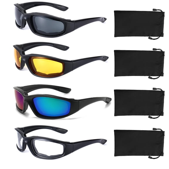 4 pair Motorcycle Glasses Riding Glasses UV Protection Windproof And Dustproof Motorcycle Goggles Foam Cushion Eyeglasses Suitable For Outdoor Sports Motorcycle Riding