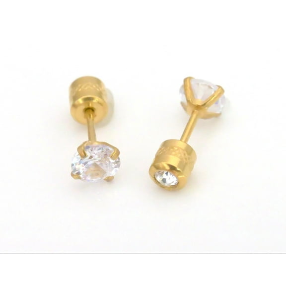 ChicBianca Stud Earrings, Silver CZ, Surgical Steel, Stainless Steel