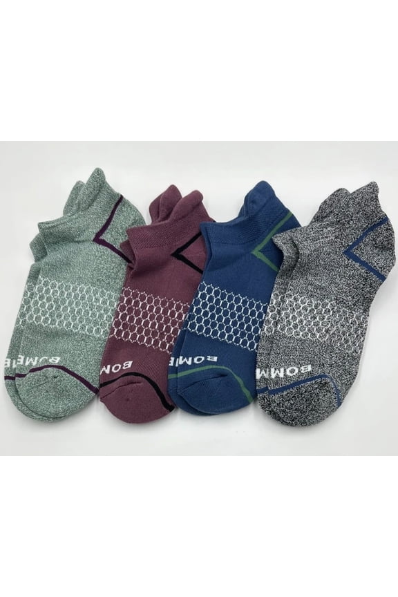 4 pairs BOMBAS Men's honeycomb Cushion Ankle Socks Size Large 4 Colors Mix
