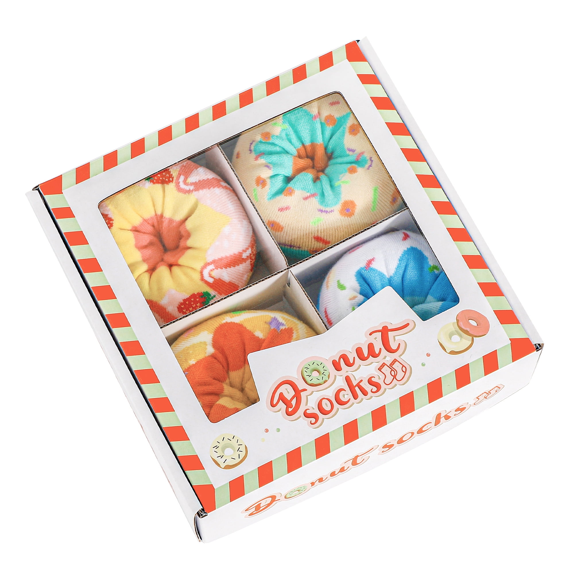 4 pairs Funny Socks Box for Women Novelty Donut Cute Socks for Woman