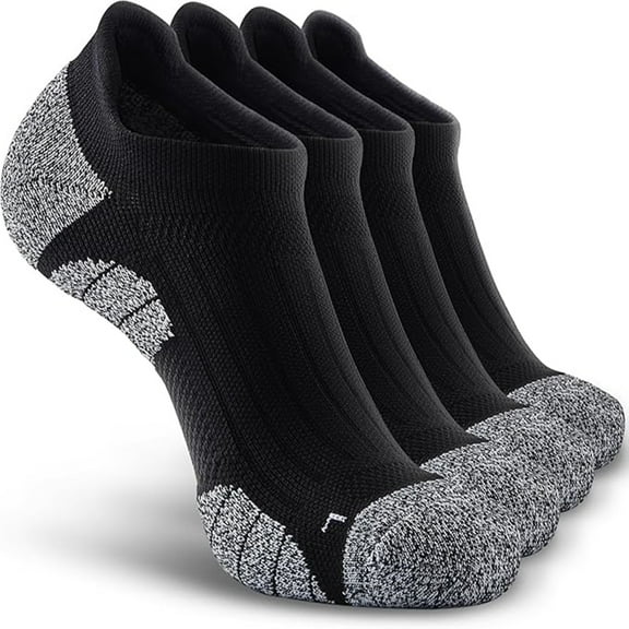 4 pairs Men's No Show Compression Athletic Socks, Cushioned for Running Hiking