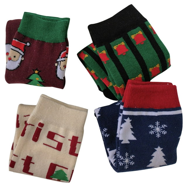 4 pairs of Adorable Kids Socks Middle Tube Socks Christmas Party Winter ...
