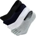 thumbnail image 1 of 4 pairs of No Show Toe Socks for Men: 5 Finger Hidden Cotton Low Cut Socks for Running Walking Sports Size 9-15, 1 of 5