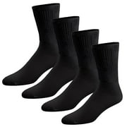 4 pairs of Thin Combed Cotton Diabetic Socks for Men & Women, Loose, Wide, Non-Binding Neuropathy Low-Crew Socks (Black, Fit's Shoe Size 7-11)