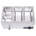 thumbnail image 1 of 4-pan 110V Electric Preservation Soup Pool Commercial Food Warmer Stainless Steel Silver, 1 of 13