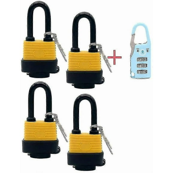 4-part Padlock, Keyed Alike, Waterproof, Wide Body - Weatherproof, For Outdoor