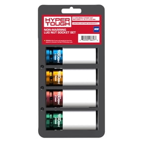 4 Piece Non-Marring Lug Nut Socket Set, Includes 17mm, 19mm, 21mm, and 22mm Sockets