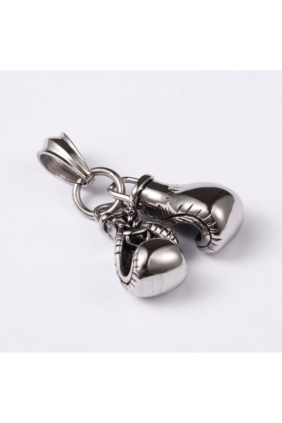 4 pc 304 Stainless Steel Pendants Boxing Gloves Gym Charms Silver 31x16x14mm Hole: 13.5x8mm