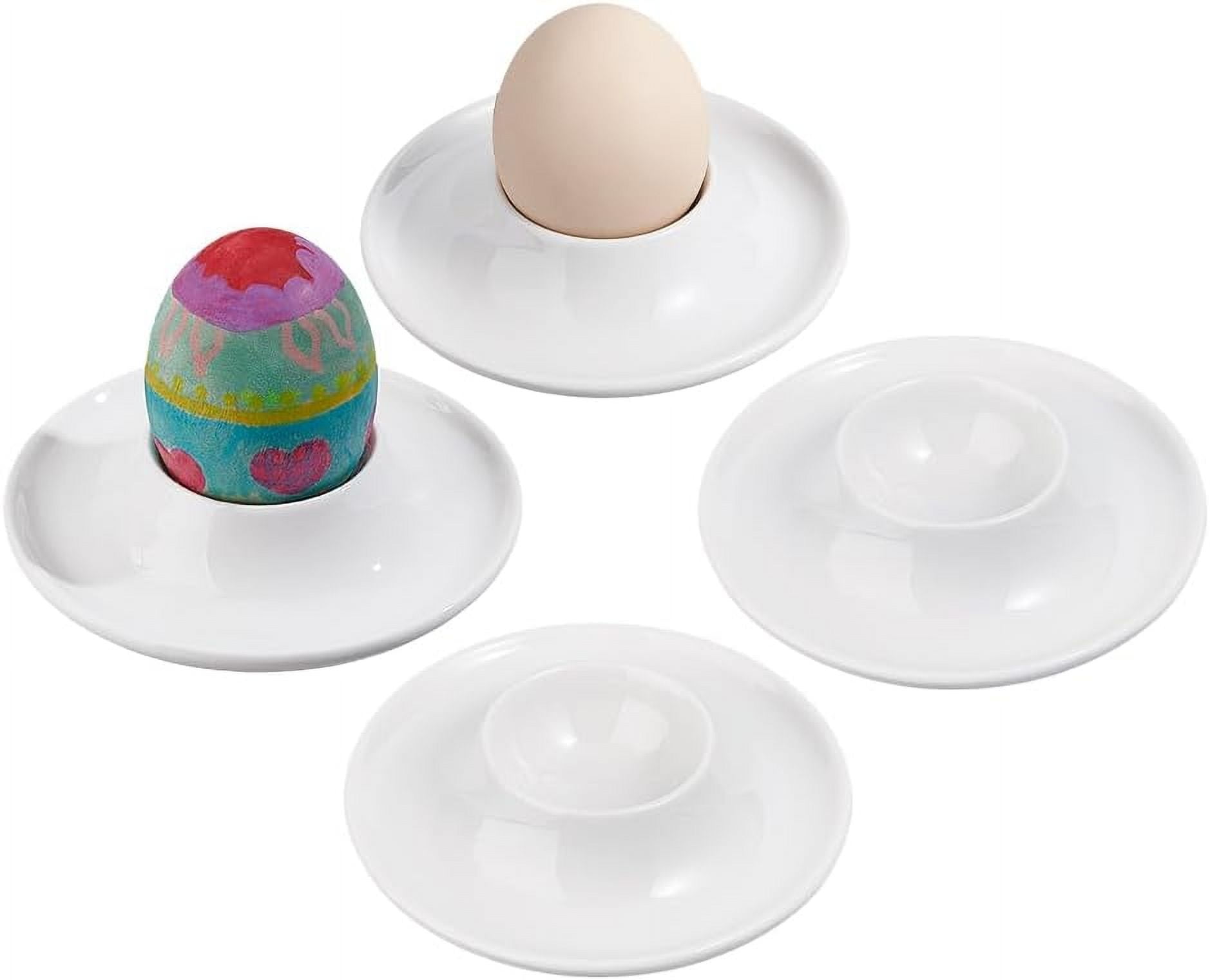 4 pc 4Pcs Boiled Egg Holder Ceramics Egg Tray Stackable Egg Coddler Cups for Serving Breakfast Brunch Table Decor 3.9inch in diameter