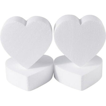 4 pc 4Pcs Heart Shaped Foam Discs Model Cake 6 Inch Polystyrene Foams Discs White Lightweight Embryo Doll Practice Cake Modeling Ornament for Cake Decorating Wedding Valentines Day