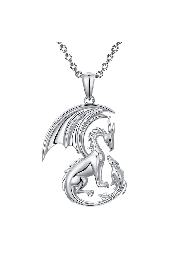 4 pc Alloy Dragon Mother Pendant Necklaces Platinum 17.72 inch(45cm)